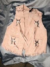 John R Craighead Leather Suede Vest Color-Dusty Rose Size Small Made in USA