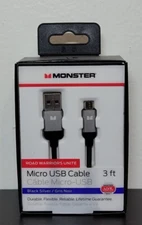Monster Mobile Cable High Performance USB Type A 2.0 to Micro USB B - Black  3ft