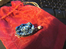Blue Purple Druzy 925 Silver Pendant