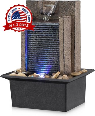 Fuente de mesa con rocas de río decoradas con resina ligera de colores US NUEVO