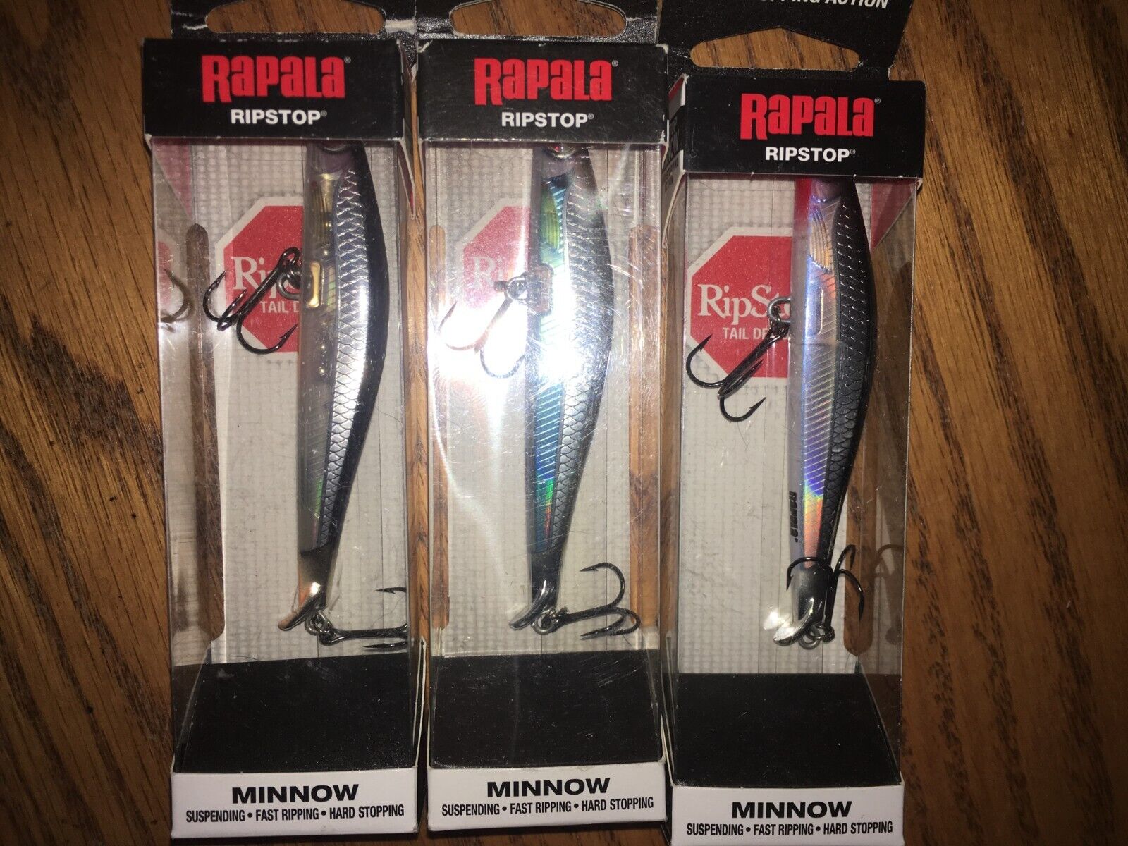 RAPALA RIP STOP 09's==3 DIFFERENT COLORED FISHING LURES