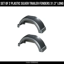 Set of 2 Silver Fulton Trailer Fenders, 14 Inch Wheels, Top Step, 31.3 Inch