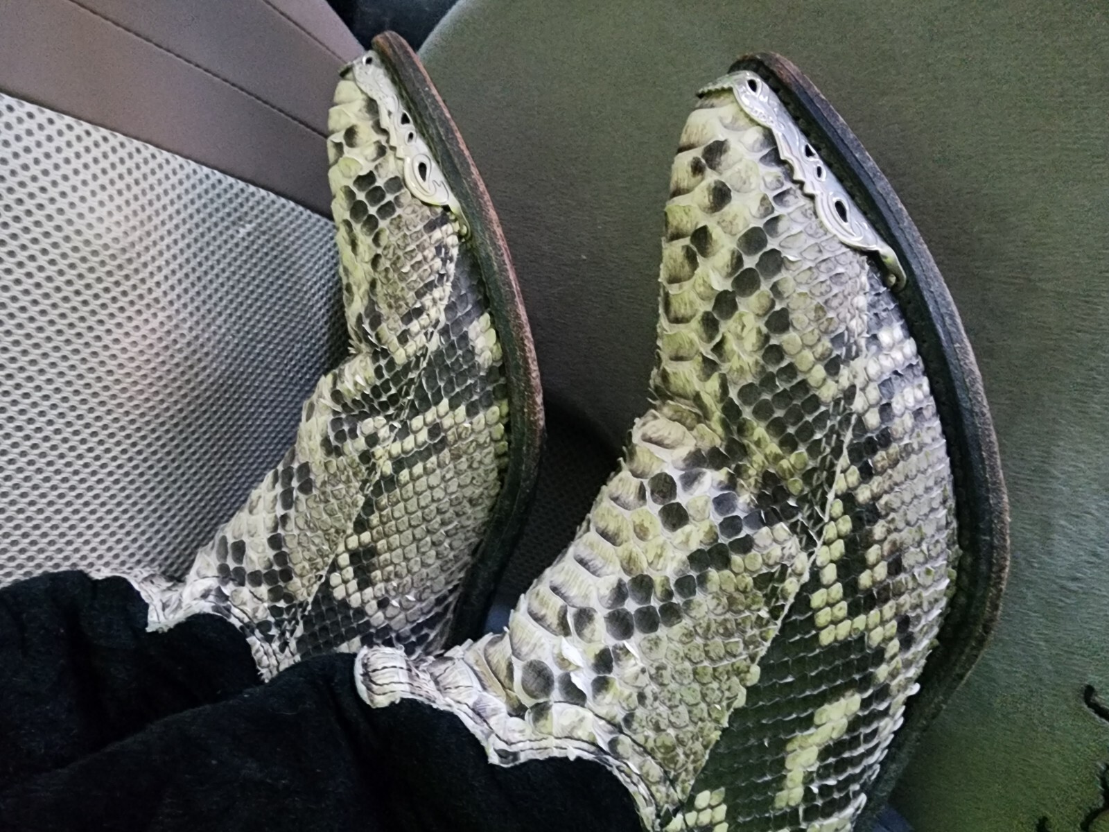 ~US 7~ GENUINE LEATHER SNAKESKIN PYTHON COWGIRL B… - image 1