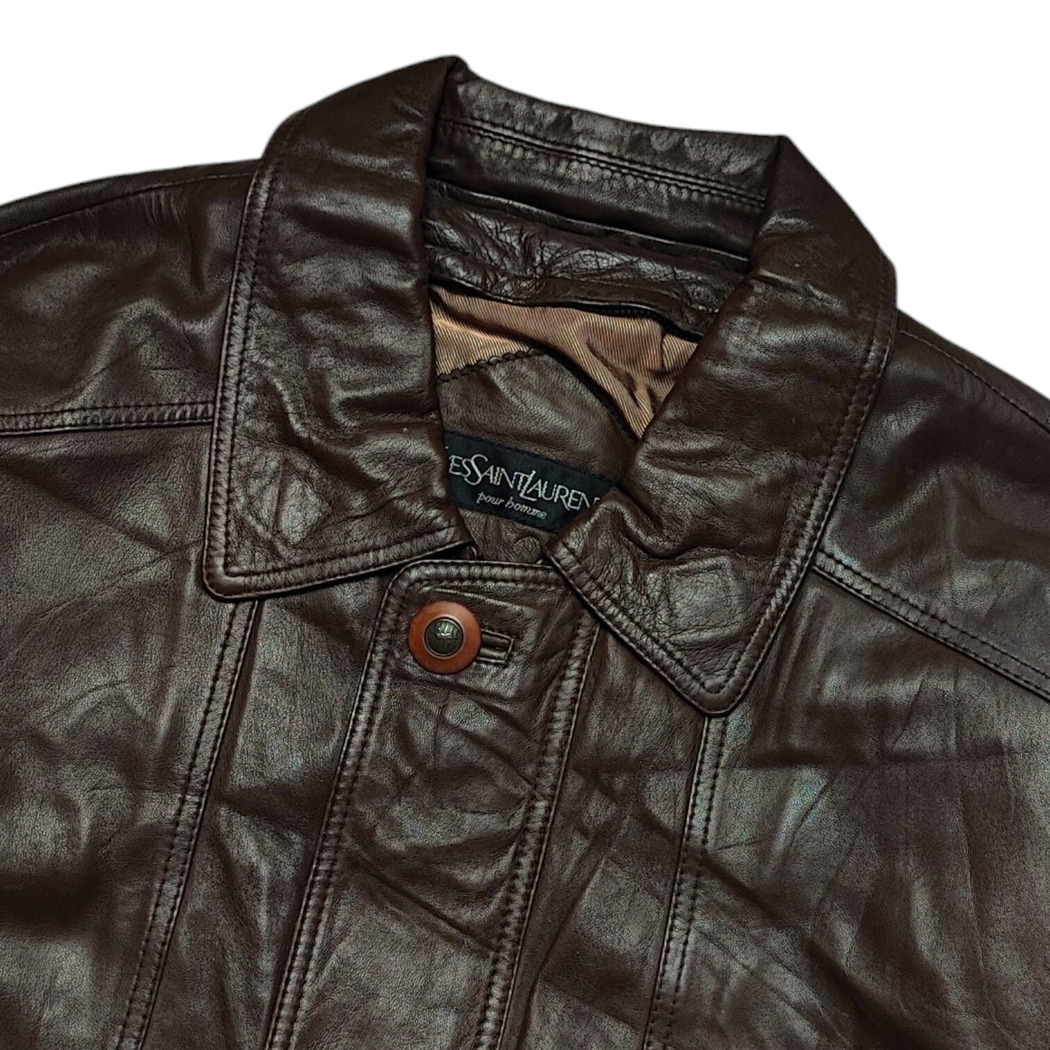 Giacca di pelle vintage Yves Saint Laurent