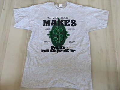 Vintage Walmart Manager Team T-shirt Makes Mo' Money $ Adult Large Fruit of Loom