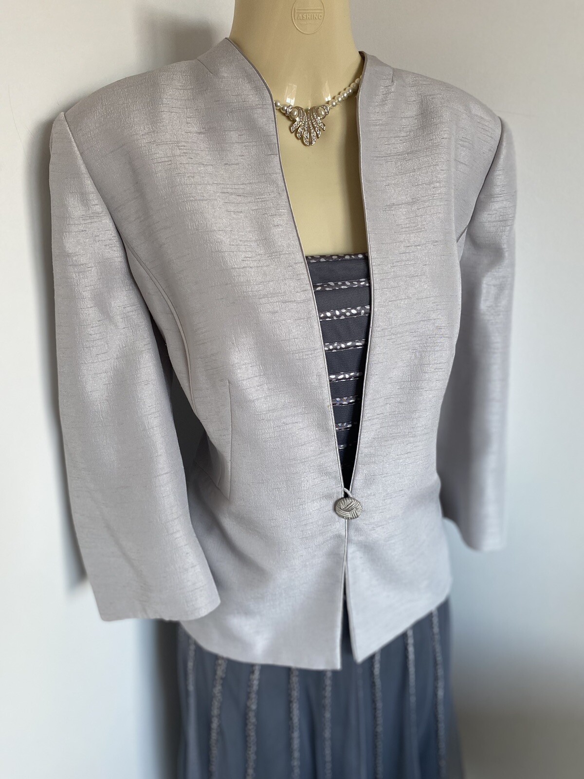 JACQUES VERT size 16 silver dress jacket mother of the bride Wedding