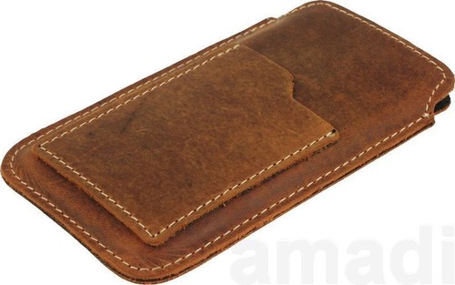 Slim Avec Languette Étui la Carte Poche Cuir Véritable Manche Pour Téléphones - Photo 5 sur 12