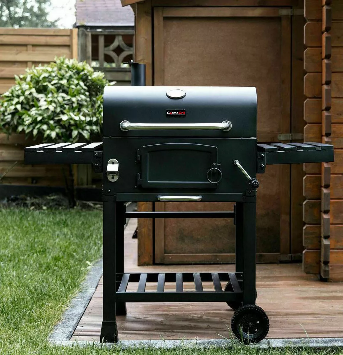 XXL Smoker Barbecue Outdoor Charcoal Portable Grill Garden BBQ Wheels Side  Table