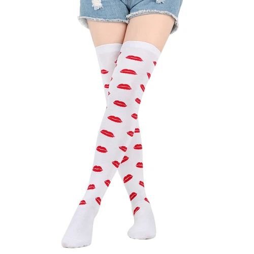 Nuevo Mujeres Sobre las Rodillas Extra Largo Muslo Alto Corazón Labios Fiesta Calcetines Amor Calcetines - Imagen 34 de 40