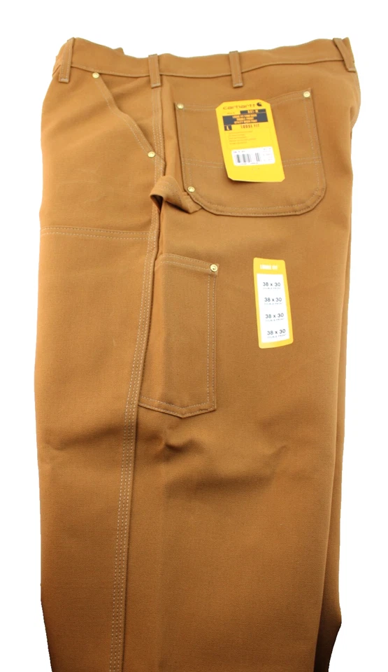 NWT CARHARTT Men's 38 x 30 Loose Fit Double Knee Brown Canvas Utility Work Pants - Image 3 of 4