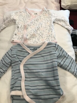 Asher and Olivia Baby Kimono Side Snap Long Sleeve Bodysuits (2) Size 3 Months