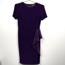 Lauren Ralph Lauren Dress Short Sleeve Jewel Neck Size 2 Plum Purple Business ￼