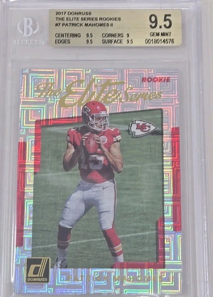 2017 PATRICK MAHOMES DONRUSS ELITE SERIES ROOKIES BGS TRUE GEM MINT + #7 RC - Image 2 of 3