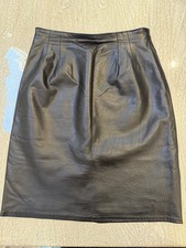 Vintage VAKKO Black Genuine Leather Pencil Skirt Size 4 Made in USA