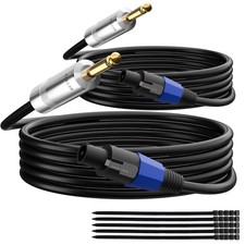 Elecan Premium Speakon to 6.35MM 1/4 Inch TS Male Speaker Cable 30 Ft/2 Pack, 12