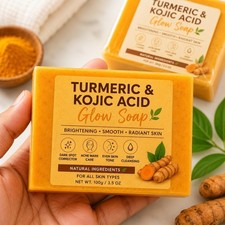 Jabón en barra limpiadora iluminadora de ácido tumérico + kójico para acné y marcas oscuras 100 g