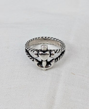 Retired James Avery Sterling Silver Faith Hope Love Anchor Rope Ring Size 5.25