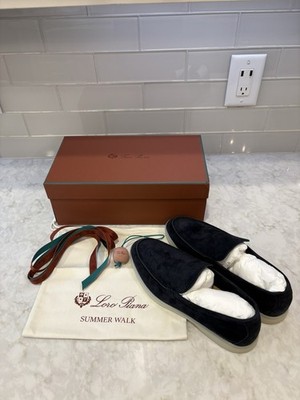 Loro Piana Summer Walk Loafers EU 43 US 10-10.5 Navy/Dark Blue Suede Shoes