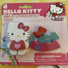 Sanrio Hello Kitty Dress-up Eraser Set 7 Piece New in opened Package