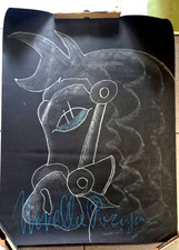 Novella Parigini Gessetto su cartoncino nero 50x70 Cm - testa di Cavallo