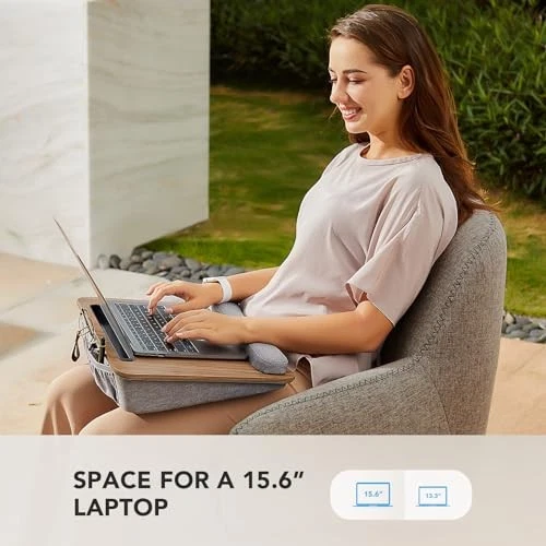 HUANUO PORTABLE LAP LAPTOP DESK WITH PILLOW CUSHION, FITS 15.6" LAPTOP - GRAY - Image 3 of 4