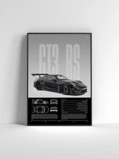 Porsche 911 GT3 RS Poster | Luxury Supercar Wall Art | Racing Decor Gift