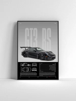 Porsche 911 GT3 RS Poster | Luxury Supercar Wall Art | Racing Decor Gift