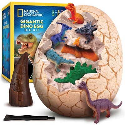 National Geographic Jumbo Dinosaur Egg Dig Kit - Excavate 12 Figures & Replic...