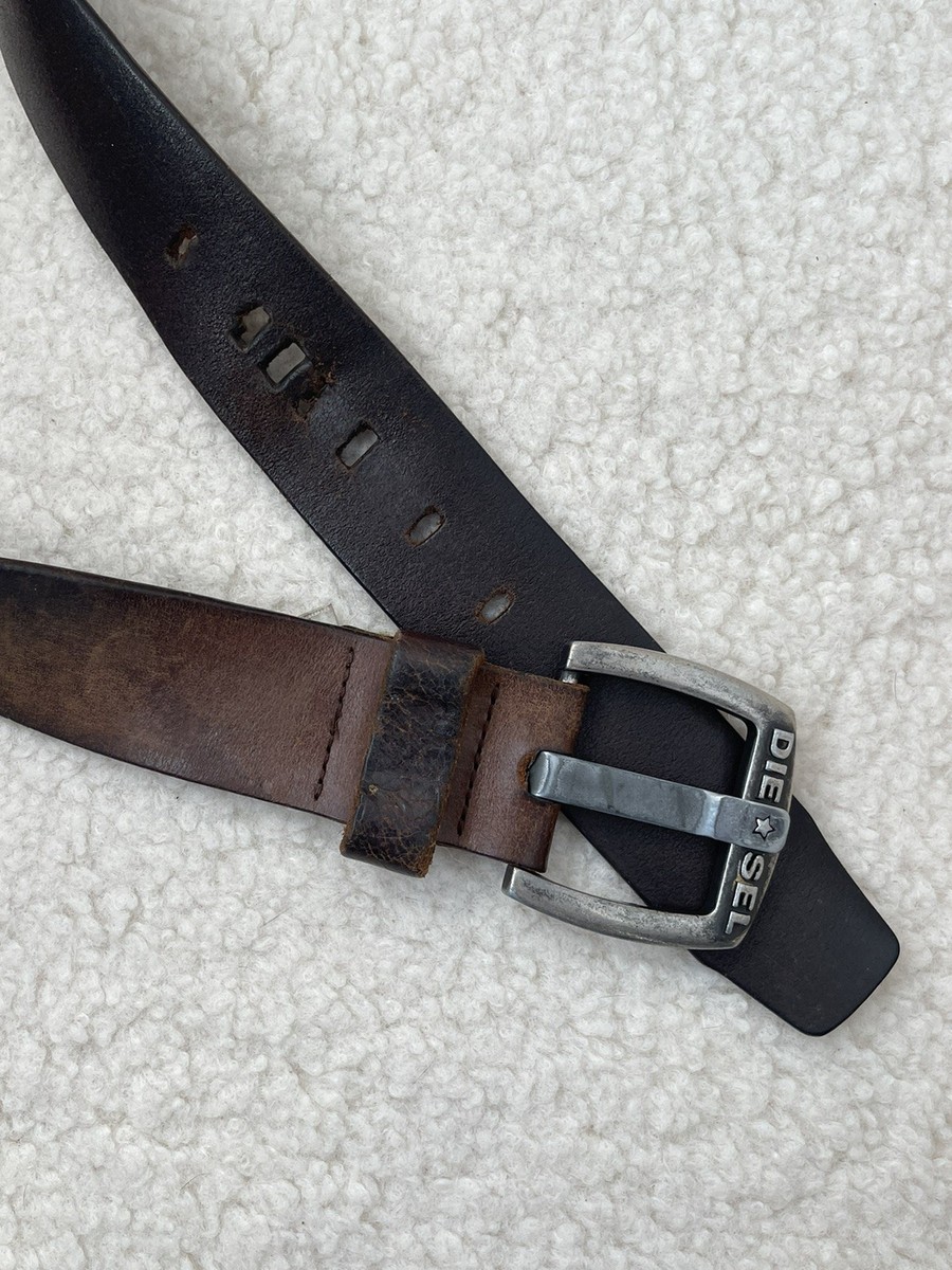 Vintage DIESEL Leather Belt Made in Italy 95/38 Archival Grunge