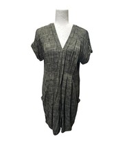 Whistles Black Khaki Dress Pockets V Neck Knee Length Size US 4