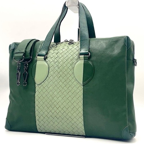 Bottega Veneta Intrecciato 2-Way Briefcase Black Leather Japan 067540