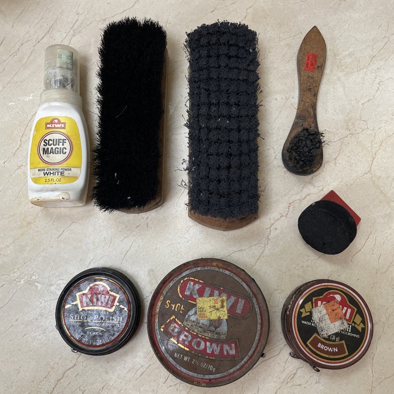 Lot of 8 Vintage Shoe Polish and Brushes