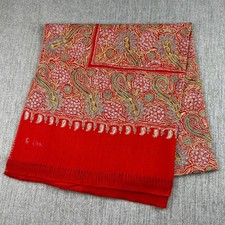 Antique Kashmir Wool Hand Embroidered Red Pashmina Shawl Scarf Wrap Fringe 77x35