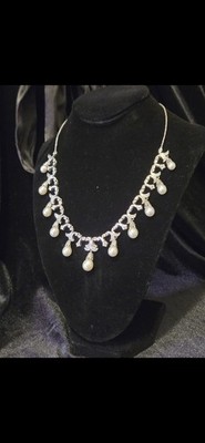 Vintage Perlenkette Sterlingsilber