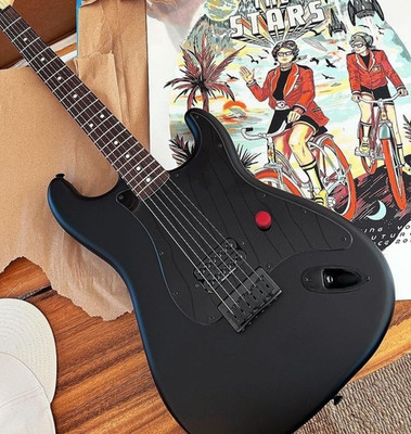 Tom Delong Matte Electric Guitar Red Kill SwitchBlack Pickguard Signed Neck