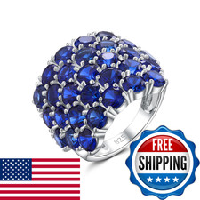 Caidika Gemstone Statement Ring Big Sapphire Rings For Women 925 Sterling