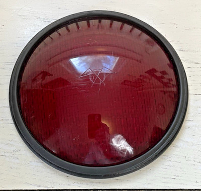 Kopp Glass Eagle Signal Traffic Red Glass Lens Vintage 88A Moline Ill 8 3/8'' USA