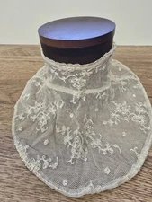 Antique Edwardian Tambour Lace High Neck Collar – Embroidered Net, c.1900–1915 