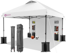 10X10 Pop up Canopy with Sidewall, One-Person Setup - UV & Water Resistant Canop