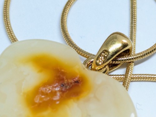 Colgante Corazón Ámbar Báltico Caramelo Blanco Chapado en Oro Plata de Ley... - Imagen 6 de 6