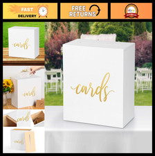 Large Rustic White Wooden Wedding Card Box - Gift Card Slot for Reception, Wishi