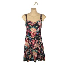 Forever 21 Floral Spring Summer Sleeveless A-Line Mini Dress Black Multi Size S