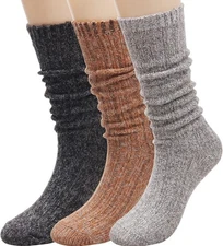Women's Socks Winter Thick Knit Wool Crew Knee High Cozy Slouch Boots Socks,Vint