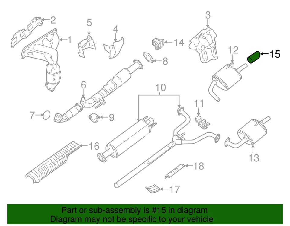 Acabamento de extensão de tubo de escape traseiro cromado 07-18 Altima 20080JA00A fabricante de equipamento original novo - Imagem 2 de 2
