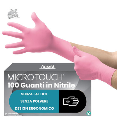Nitrilhandschuhe Rosa Micro-Touch Nitrafree M 100 Stück Einweg Puderfrei Latex