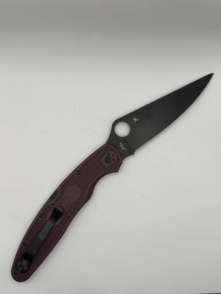Navaja de Bolsillo Spyderco Police 4 Borgoña Micro Melt PD1 Nueva C07BGBKP4 Caja Dañada Foto 4 de 4