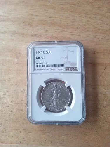1944-d Walking Liberty Half Dollar Ngc Au 55 Buy Now $56.00 Free Shipping