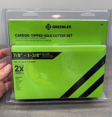 Greenlee Carbide-Tipped Hold Cutter Set# 635 Brand New Sealed 7/8  - 1-3/8 
