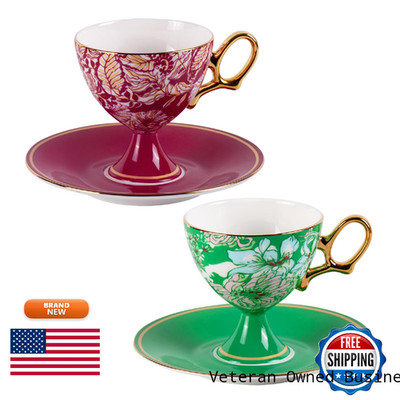 Kammak Ceramic Coffee Cups And Saucers Set Of 2 Porcelain Espresso Cups Saucers