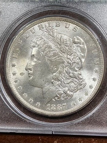 PCGS MS63 1887 O MORGAN DOLLAR BRIGT WITH GREAT LUSTER RATTLER HOLDER